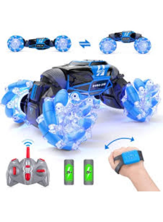 Remote Control Twisting Stunt Car - Jumbo Size, Blue - 360° Rotating Action Toy for Kids - Image 4