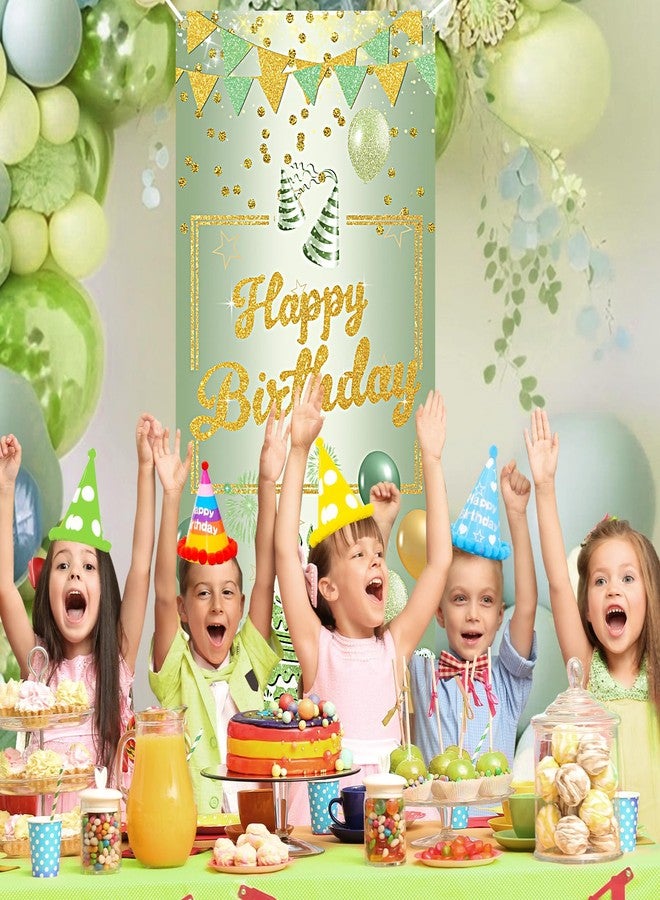 Yoirrat Sage Green Birthday Banner Decorations for Girls Women Sage Green Happy Birthday Door Cover Sagegreen Bday Porch Banner Sagegreen Bday Party Decorations Supplies for Baby Shower - Image 4