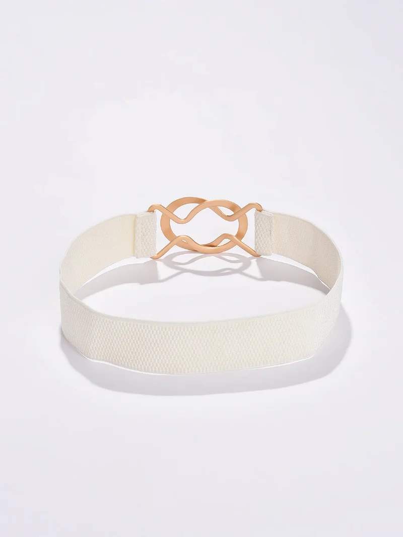 Haute Sauce White -Toned Solid Stretchable Belt