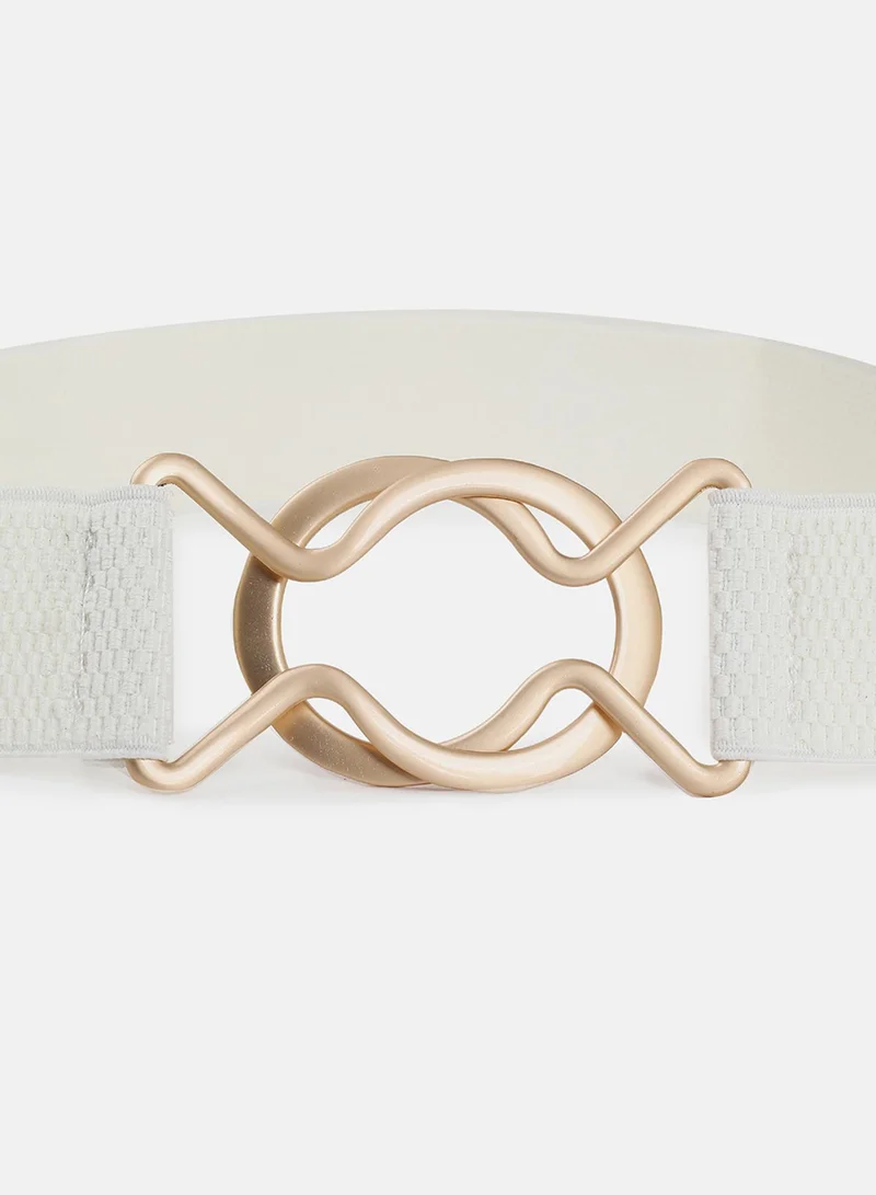 Haute Sauce White -Toned Solid Stretchable Belt