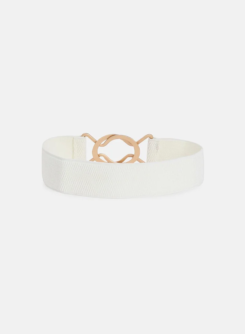 Haute Sauce White -Toned Solid Stretchable Belt