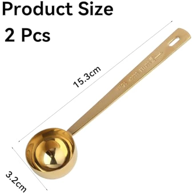 ريحني ملعقة مائدة بحجم 15 مل قياس ملعقة صغيرة من الفولاذ المقاوم للصدأ بتشطيب ذهبي مقبض ملعقة طعام 5 جرام ملعقة قياس دقيقة لمكملات الكولاجين للقهوة مسحوق البروتين - Image 3