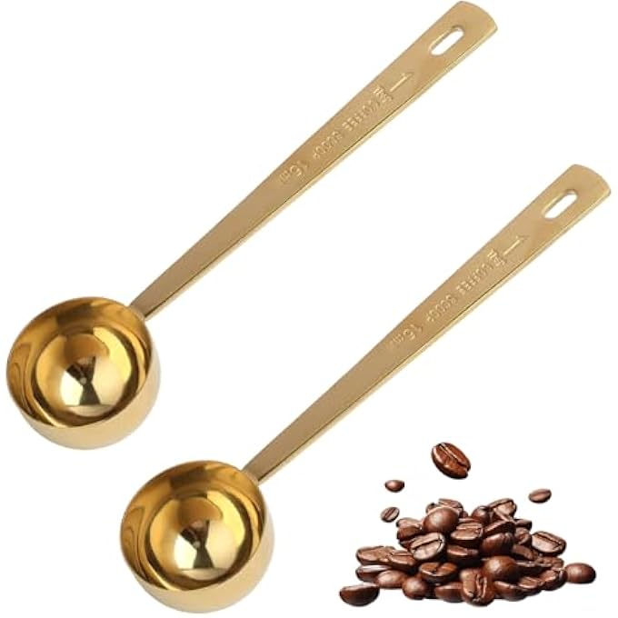 ريحني ملعقة مائدة بحجم 15 مل قياس ملعقة صغيرة من الفولاذ المقاوم للصدأ بتشطيب ذهبي مقبض ملعقة طعام 5 جرام ملعقة قياس دقيقة لمكملات الكولاجين للقهوة مسحوق البروتين - Image 2