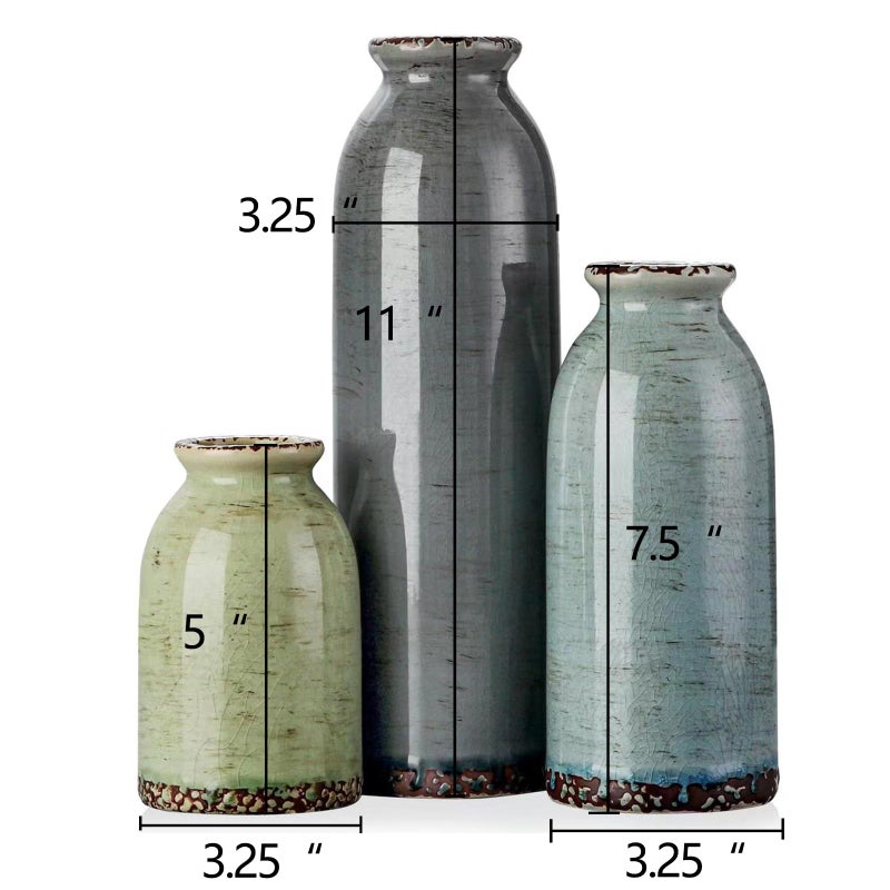 Cwlwgo-Ceramic Vase Set Of 3  Small Vase For Modern Farmhouse Decoration  Living Room Accents & Dining Table Centerpieces Idea Bookshelf D?Cor  Mantel And Entrance Decorative-Multicolor - Image 2