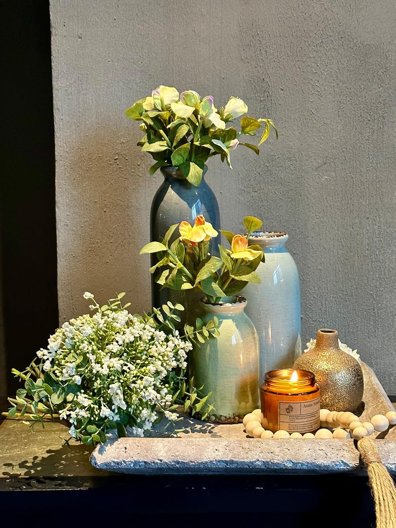 Cwlwgo-Ceramic Vase Set Of 3  Small Vase For Modern Farmhouse Decoration  Living Room Accents & Dining Table Centerpieces Idea Bookshelf D?Cor  Mantel And Entrance Decorative-Multicolor - Image 5