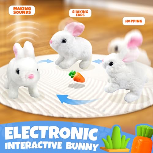 SMILESSKIDDO Jumping Rabbit Toys for Girls Electronic Hopping Bunny with Wiggle Ears Nose Storage Cage and Accessories Interactive Pet Gifts for Toddlers 1 2 3 4 5 6 Year Old - Image 5