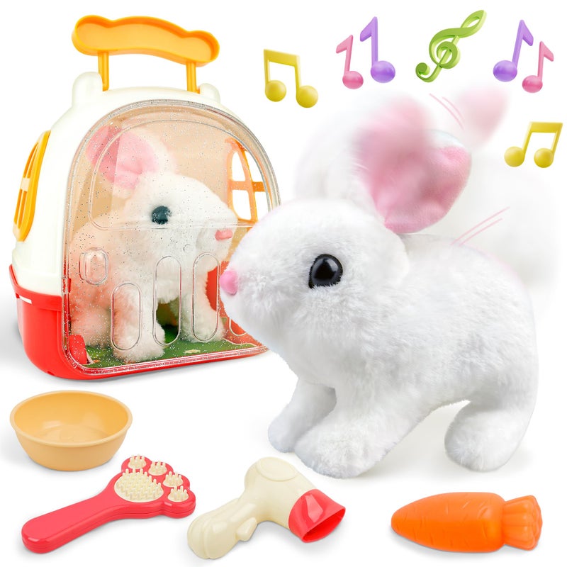 SMILESSKIDDO Jumping Rabbit Toys for Girls Electronic Hopping Bunny with Wiggle Ears Nose Storage Cage and Accessories Interactive Pet Gifts for Toddlers 1 2 3 4 5 6 Year Old - Image 3