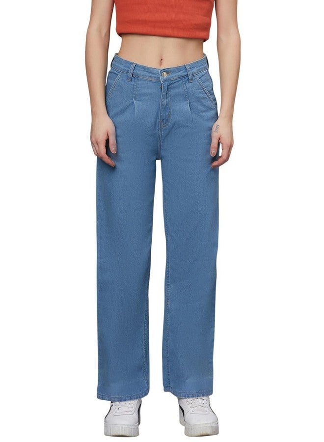 KOTTY Womens Solid French Mirage Blue Mid Rise (Blue,S)-KTTLADIESJEANS2919S - Image 1