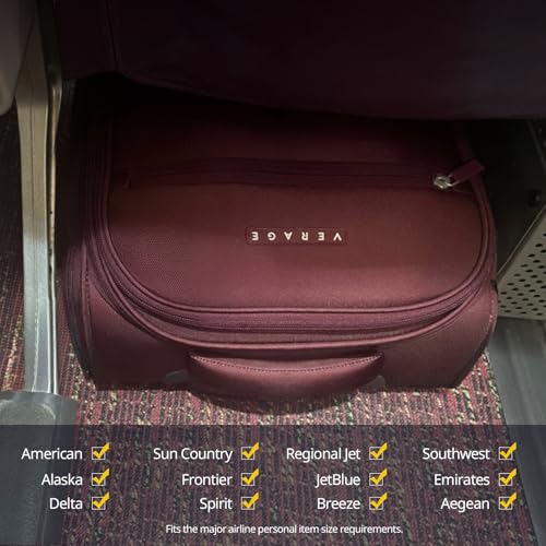 Verage Underseat Carry On Luggage with Wheels, 14.5-Inch Spinner Small Suitcase, Softside Lightweight Travel Bag for Men and Women, Airplane Carry On Bag, Burgundy Red - Image 4