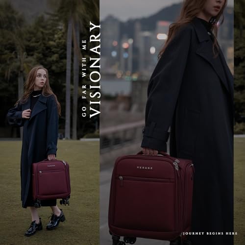 Verage Underseat Carry On Luggage with Wheels, 14.5-Inch Spinner Small Suitcase, Softside Lightweight Travel Bag for Men and Women, Airplane Carry On Bag, Burgundy Red - Image 3