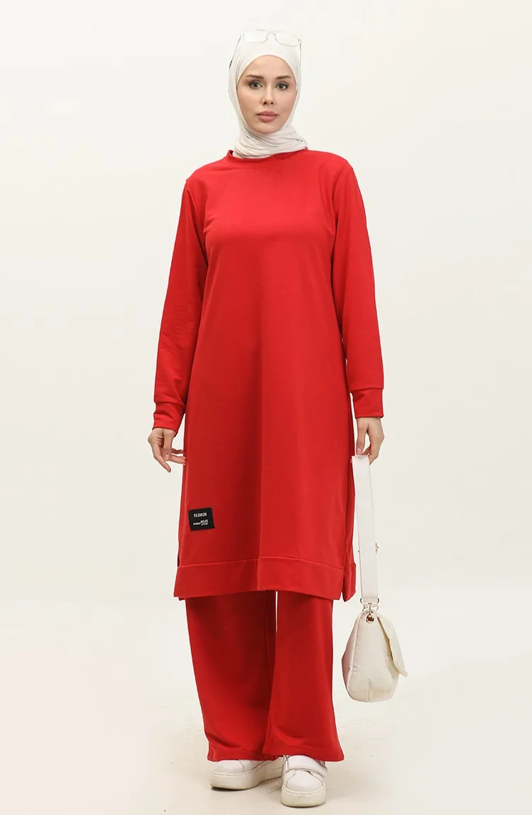 Sefa Merve Two Rope Tunic Trousers Double Suit 0044-18 Red