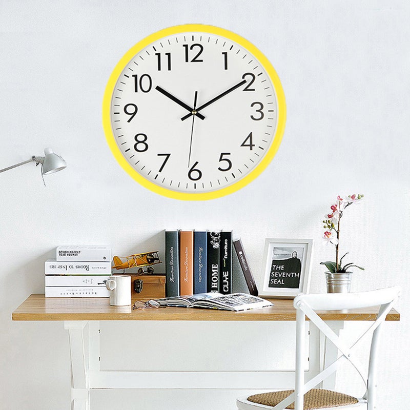2pcs Wall Hanging Clock 10Inch Minimalist Household Wall Clock Silent Clock for Decoration without Battery (Yellow) - Image 4