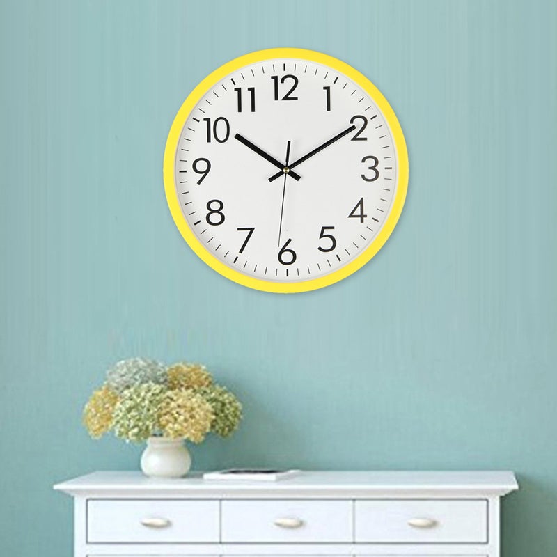 2pcs Wall Hanging Clock 10Inch Minimalist Household Wall Clock Silent Clock for Decoration without Battery (Yellow) - Image 5