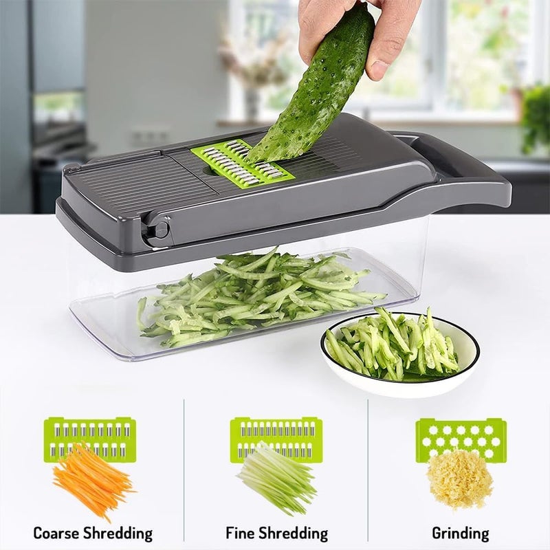 Maxceysen Multi-Function Vegeable Chopper 12 in 1 Pro Mandoline Veggie Slicer Onion Micer Chopper Dicer Cutter with Container for Potatoes, Tomatoes, Zucchini, Garlic, Eggs, Cucumbers - Image 3
