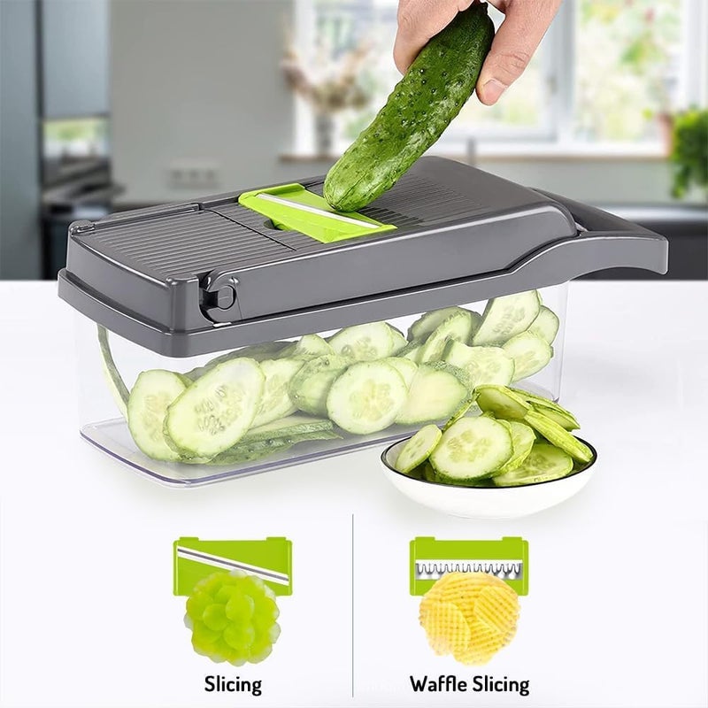 Maxceysen Multi-Function Vegeable Chopper 12 in 1 Pro Mandoline Veggie Slicer Onion Micer Chopper Dicer Cutter with Container for Potatoes, Tomatoes, Zucchini, Garlic, Eggs, Cucumbers - Image 4