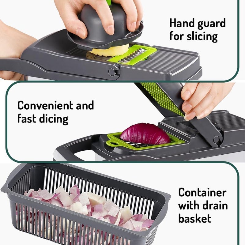Maxceysen Multi-Function Vegeable Chopper 12 in 1 Pro Mandoline Veggie Slicer Onion Micer Chopper Dicer Cutter with Container for Potatoes, Tomatoes, Zucchini, Garlic, Eggs, Cucumbers - Image 5