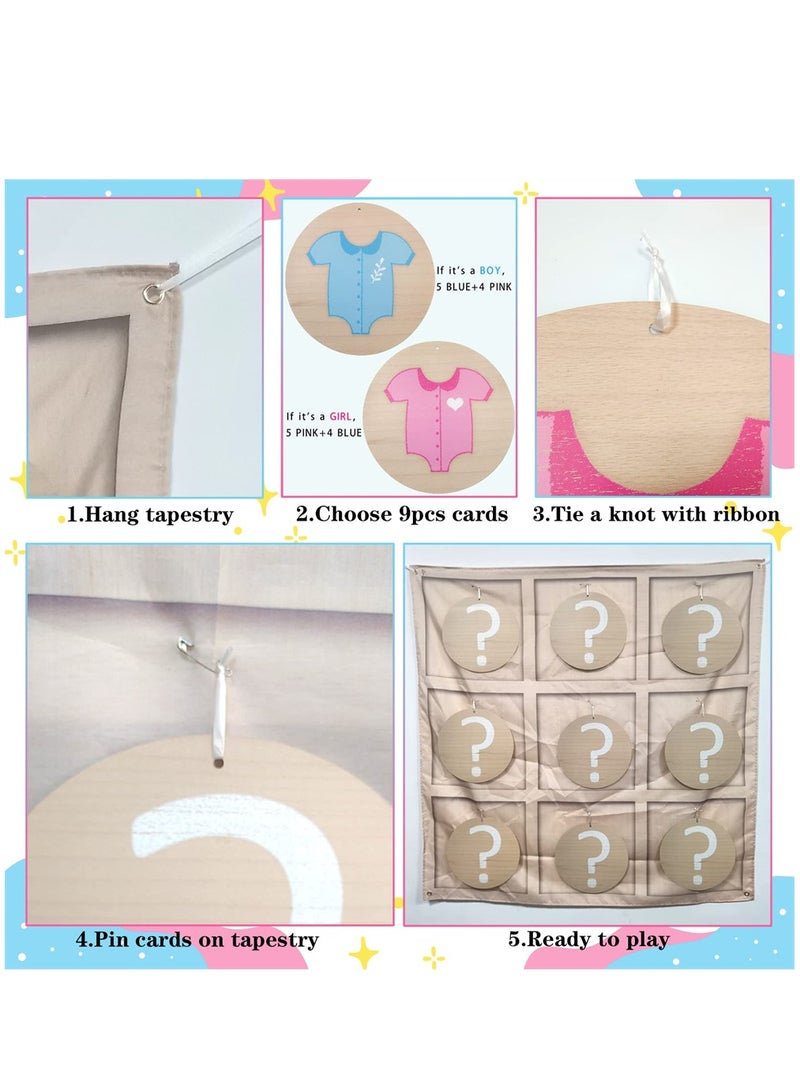 SYOSI Gender Reveal Tic Tac Toe Board Game Baby Party Decorations - Image 4