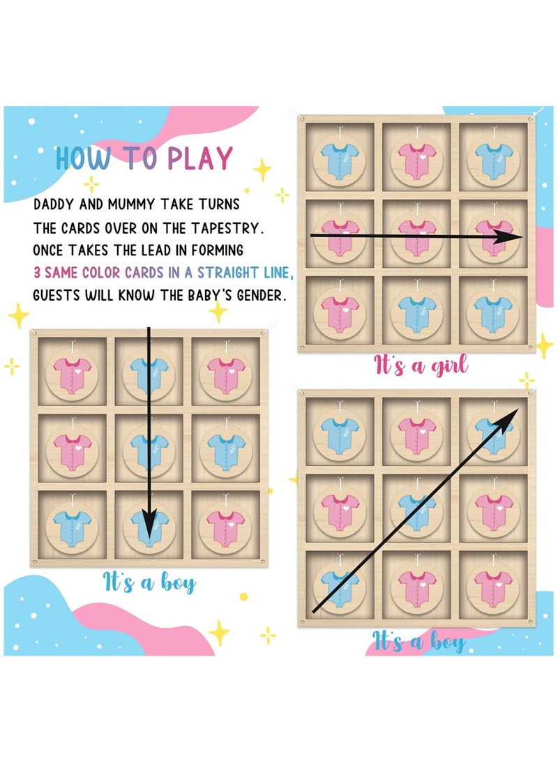 SYOSI Gender Reveal Tic Tac Toe Board Game Baby Party Decorations - Image 3