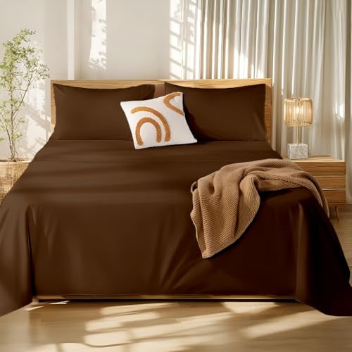Bhoomi Impex Bedsheets for Single - 60X90 Inch Bed - Microfiber Plain Chocolate Solid Bed Sheet Include Pillow Cover, Ultra Soft | for Home, Hotel, Villa, Resort and Guest House - Image 2