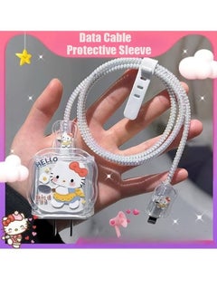 Generic 3D Fast Charger Protector For IPhone Series /18W / 20W / iPhone 15 Pro Fast Charging Cable Charger Head Protective Cover Cable Accessory Data Cable Protective Sleeve(Cartoon HelloKitty)  - Image 1
