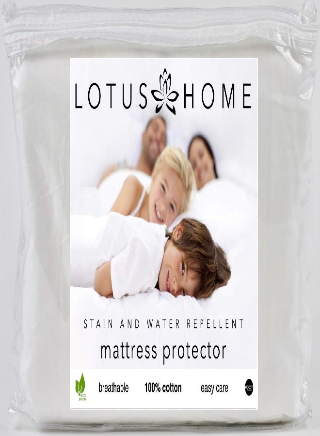 Permafresh Lotus Home Cotton Water and Stain Resistant Mattress Protector, Twin 