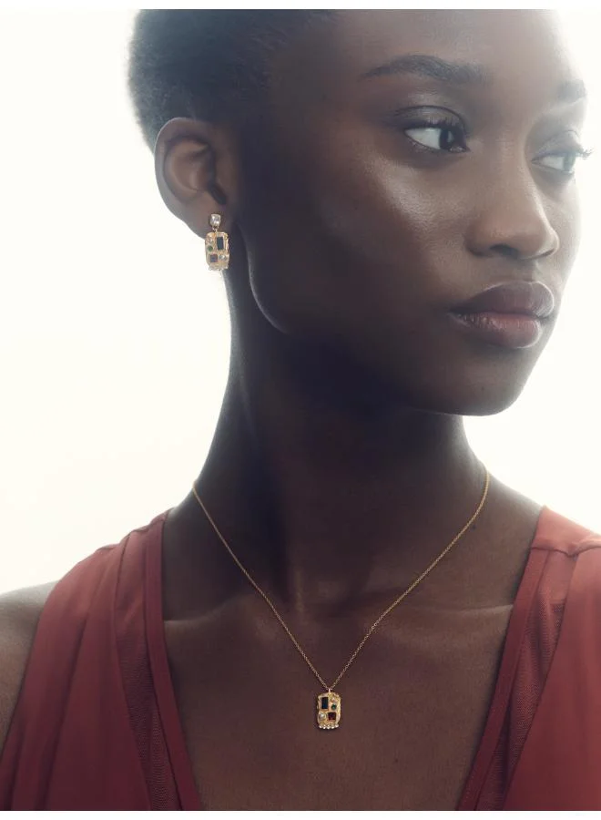 REISS Skylyn:  Crystal Rectangle Drop Earrings