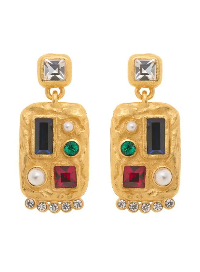 REISS Skylyn:  Crystal Rectangle Drop Earrings