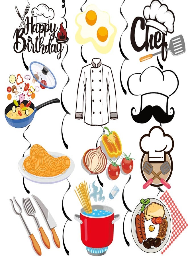 MZ.ogm 24 Pcs Chef Hanging Swirls, Chef Birthday Party Decorations, MasterChef Cook Party Decorations for Cooker Kitchen - Image 1