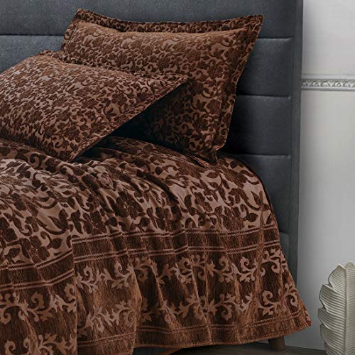 Victor Victor Splash CoralCotton Viscose Double Bedcover with Pillow Covers Easy WashExtra Soft BreathableFade Resistant Cooling 90 x 100 228cm x 254cm Coffee  - Image 2