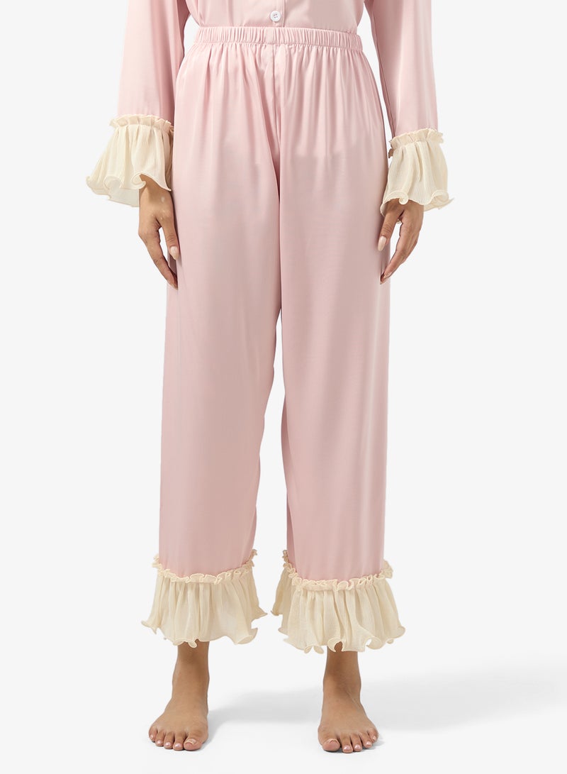 جينجر طقم بيجامة بأزرار وتفاصيل كشكش - Image 4