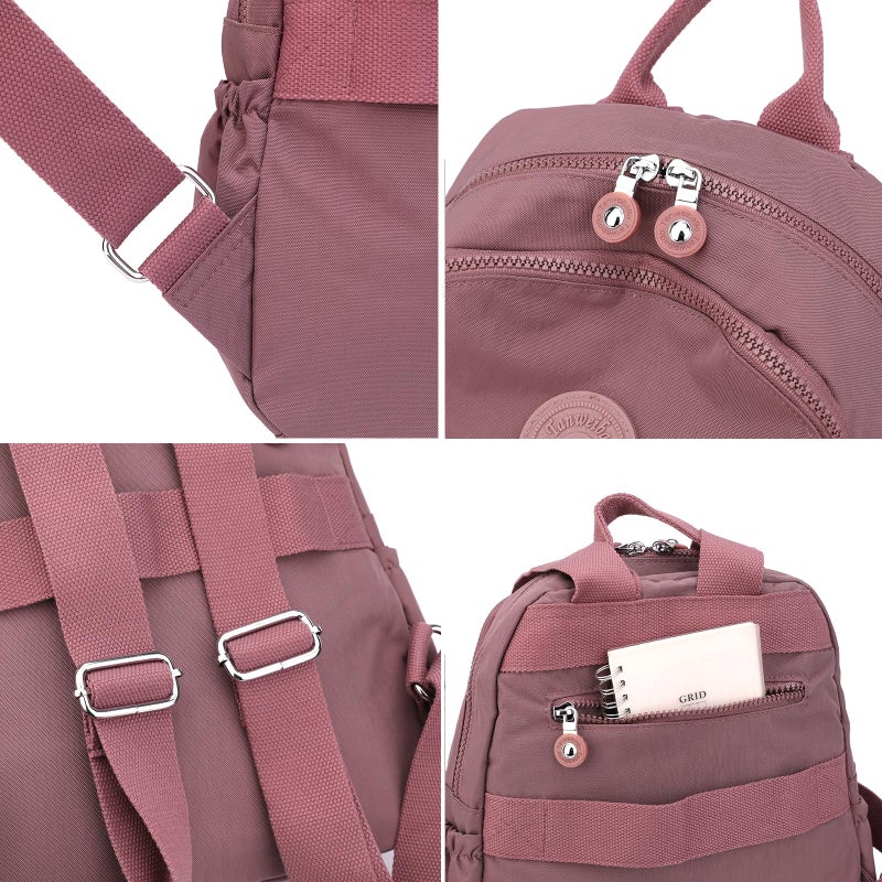 Tanweibago Mini Nylon Women Backpacks,11L Small Ladies backpacks Casual Lightweight Women Shopping Travel Daypack (Carmine) - Image 5