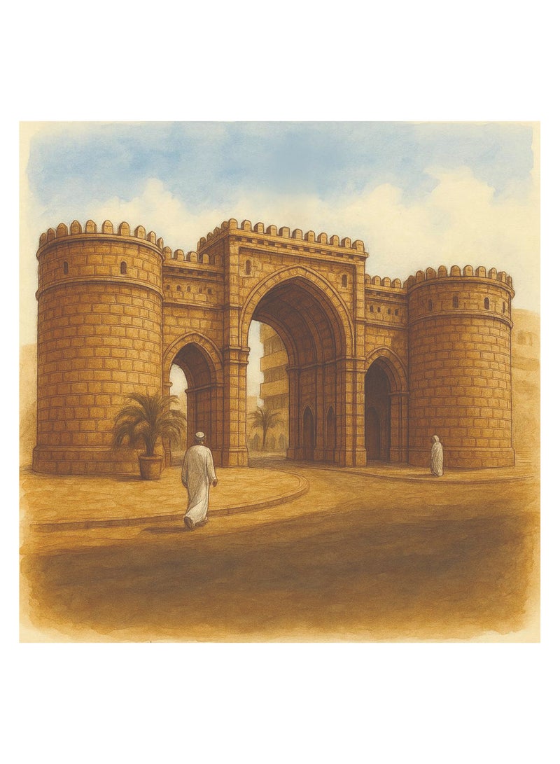 تذكار لوحة جدارية مطبوعة كانفاس لبوابة جدة القديمة من تذكار - Image 3