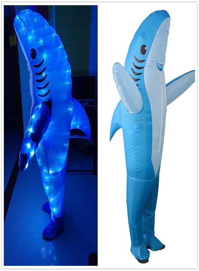 LEDPATY Kids Inflatable Costumes Shark Dress Up for Halloween Funny Costumes Cosplay Fantasy Costume (Blue Shark, Kids 7-13T) - Image 2