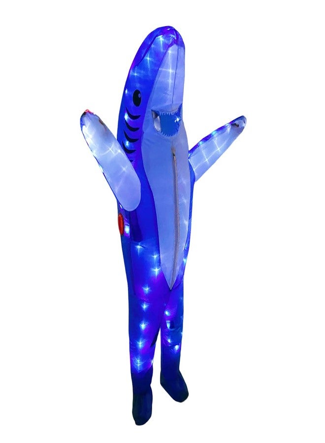 LEDPATY Kids Inflatable Costumes Shark Dress Up for Halloween Funny Costumes Cosplay Fantasy Costume (Blue Shark, Kids 7-13T) - Image 1