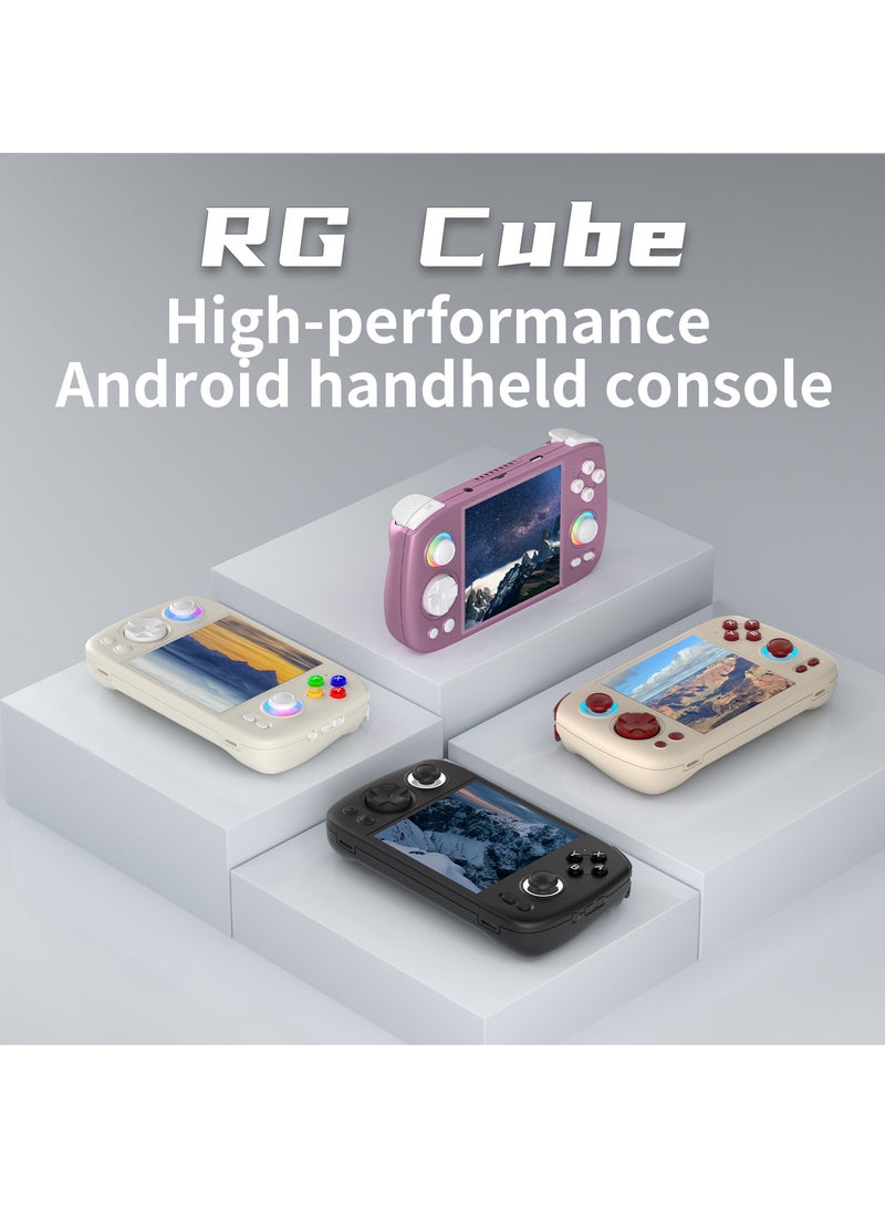 ANBERNIC  - ANBERNIC RG Cube Retro Handheld Game Console 64bit Android 13 Unisoc T820 3.95 Inch IPS Screen Hall Joystick RGB lighting effect (White) - Image 1
