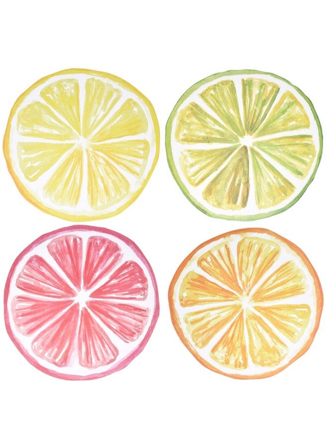 Disposable Round Citrus Fruit Paper Place Mats 60 Pack 13.5" Summer Tropical Fruits Slices Lemon Lime Orange Grapefruit Table Mat For Spring Dinner Picnic Bbq Setting Birthday Party Supplies Decor