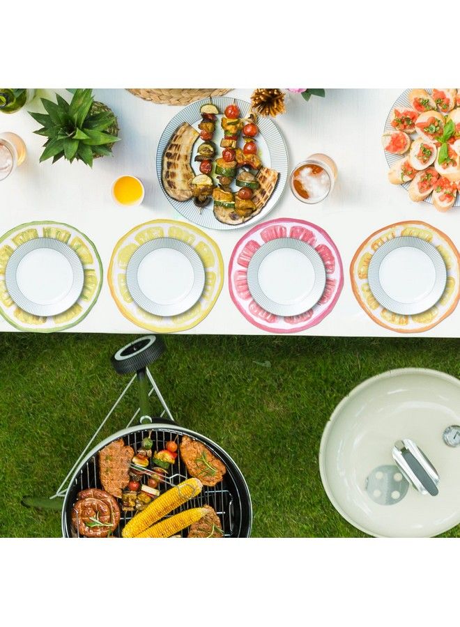 Disposable Round Citrus Fruit Paper Place Mats 60 Pack 13.5" Summer Tropical Fruits Slices Lemon Lime Orange Grapefruit Table Mat For Spring Dinner Picnic Bbq Setting Birthday Party Supplies Decor