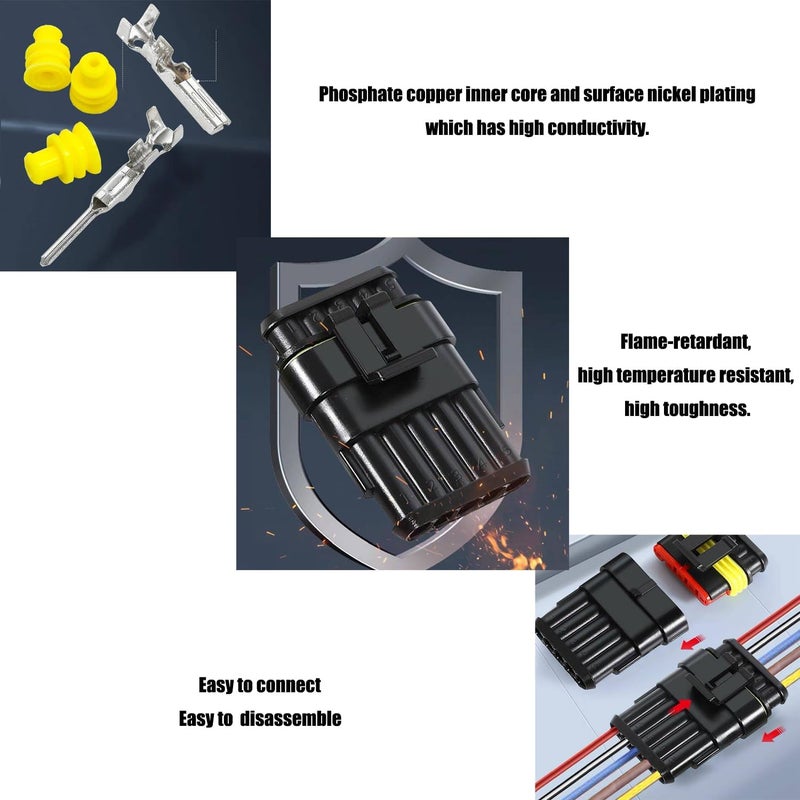 YETOR 6Pin Connector,16AWG Way Car Waterproof Electrical Connector, Auto Electrical Wire Connectors Marine for Car, Truck, Boat, and Other Wire Connections.(3 Pack) - Image 5