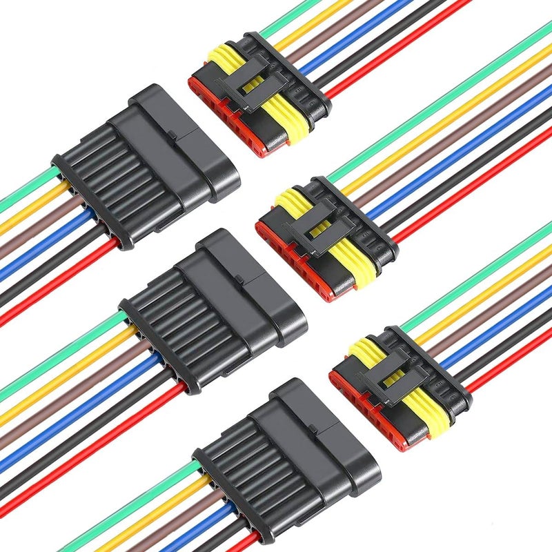 YETOR 6Pin Connector,16AWG Way Car Waterproof Electrical Connector, Auto Electrical Wire Connectors Marine for Car, Truck, Boat, and Other Wire Connections.(3 Pack) - Image 1