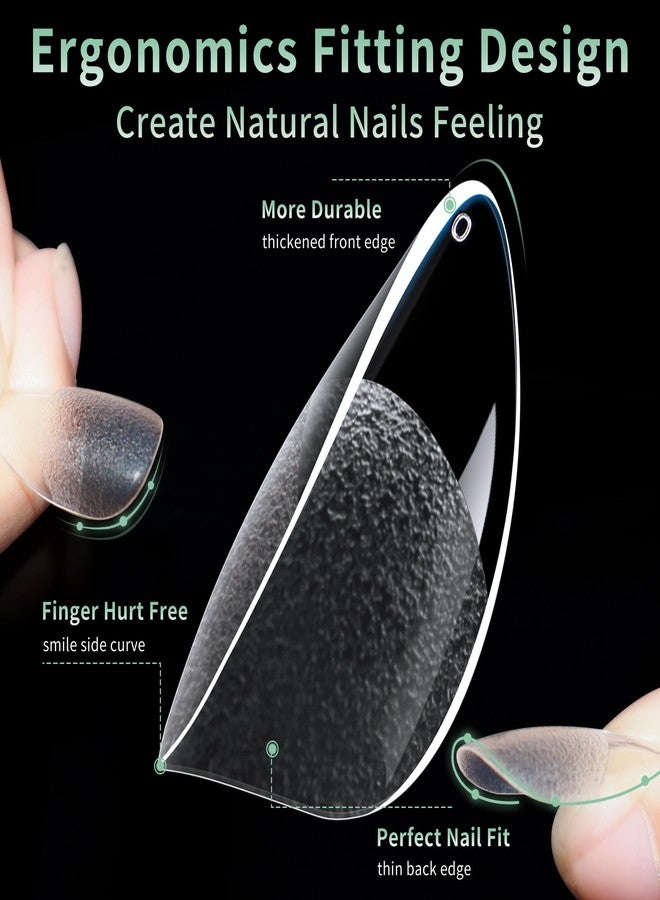 LEYKOSH Medium Round Oval Nail Tips, 216pcs Acrylic Fake Nails Gel Nail Tips Soft, Full Cover Pre-Shaped Matte Clear Press on Nails for Extension, Diy at Home Manicure 12 Sizes - Image 2
