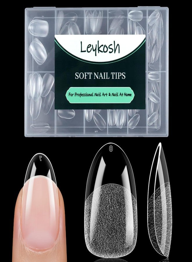 LEYKOSH Medium Round Oval Nail Tips, 216pcs Acrylic Fake Nails Gel Nail Tips Soft, Full Cover Pre-Shaped Matte Clear Press on Nails for Extension, Diy at Home Manicure 12 Sizes - Image 1