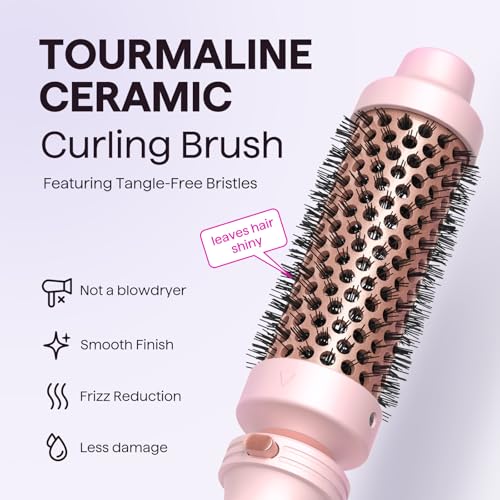 Wavytalk 5 in 1 Curling Iron,Curling Wand Set with Curling Brush and 4 Interchangeable Ceramic Curling Wand(0.5”-1.25”),Instant Heat Up,Include Heat Protective Glove & 2 Clips (Pink) - Image 4