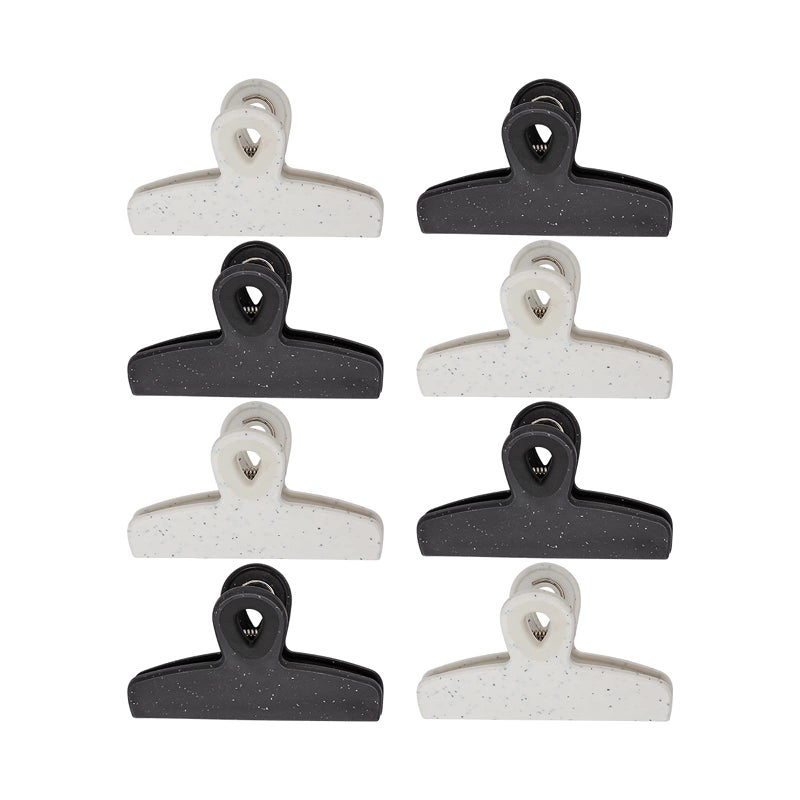 COOK WITH COLOR COOK WITH COLOR Bag Clips  Heavy Duty Chip Clip and Refrigerator Magnet Clips for Food Storage with Air Tight Seal Grip Black and White Pack of 8 Large Clips 