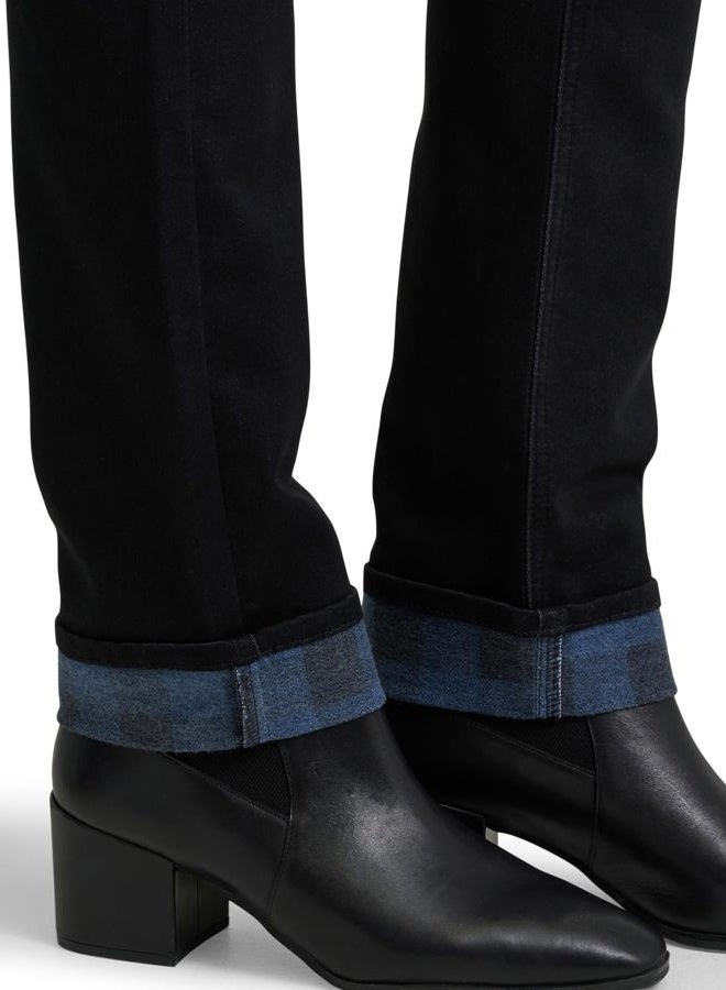 LEE Womens Legendary Mid Rise Straight Leg Jean, Dark Wander - Plaid Fleece Lined, 16 - Image 5