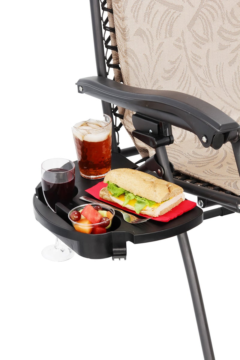 Camco Zero Gravity Chair Tray - Features 2 Cup Holders & Built-in Hook for Bags - Textured Non-Slip Surface & Drainage Holes in Cup Holders (51834) - Image 3