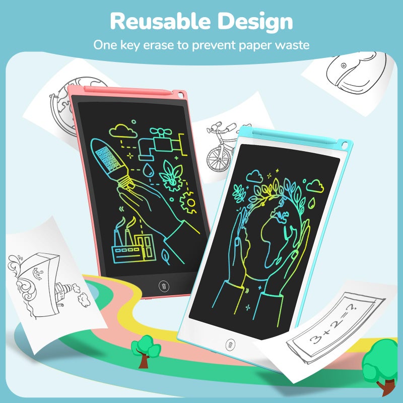 TECJOE 2 Pack LCD Writing Tablet, 8.5 Inch Colorful Doodle Board Drawing Tablet for Kids, Kids Travel Games Activity Learning Toys Birthday Gifts for 3 4 5 6 Year Old Boys and Girls Toddlers - Image 4