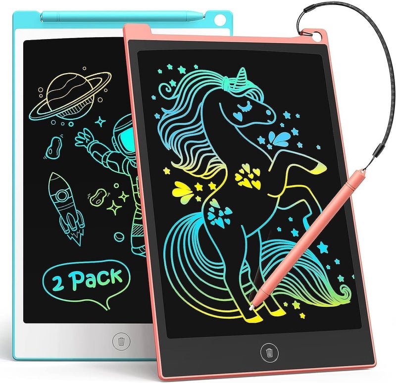 TECJOE 2 Pack LCD Writing Tablet, 8.5 Inch Colorful Doodle Board Drawing Tablet for Kids, Kids Travel Games Activity Learning Toys Birthday Gifts for 3 4 5 6 Year Old Boys and Girls Toddlers - Image 1