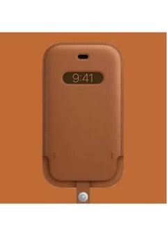 Generic Leather Sleeve Case with MagSafe for iPhone 12 mini - Saddle Brown  - Image 3