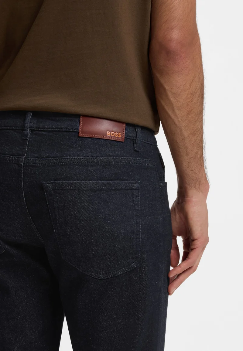 BOSS Maine regular-fit jeans in dark-blue stretch denim