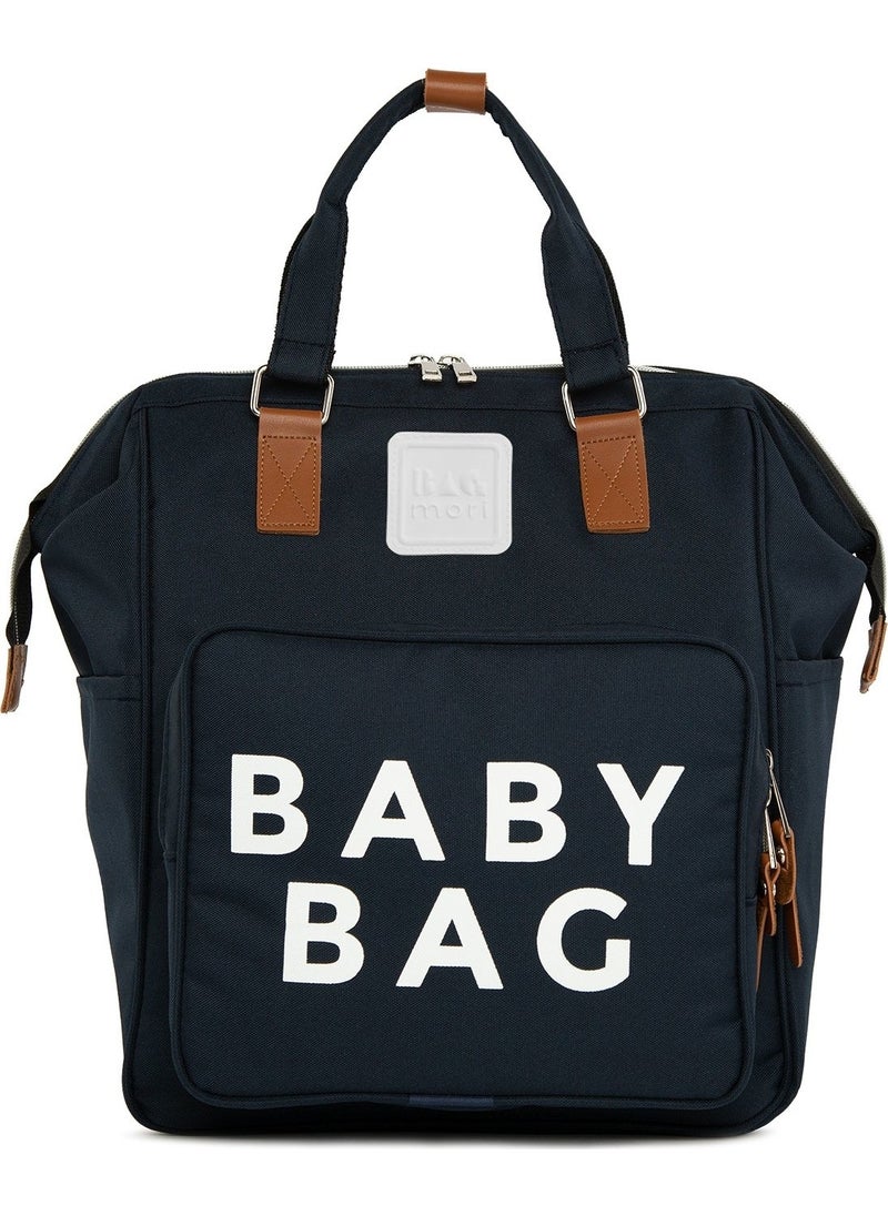 Bagmori Printed Pocket Mother Baby Care Backpack Navy Blue  - Image 1